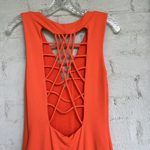 Bebe Coral Strappy Sleeveless Knit Bodycon Midi Dress Size Medium - Picture 6 of 13